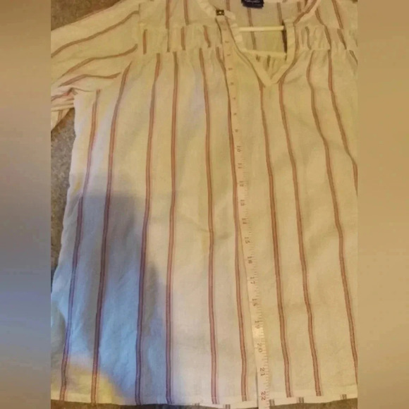 4/$15 Splendid Top Vertical Maroon Stripes Rayon/Linen Blend Size Medium - Picture 5 of 6